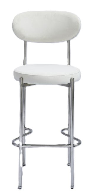 Adara Silver Barstool - White/White