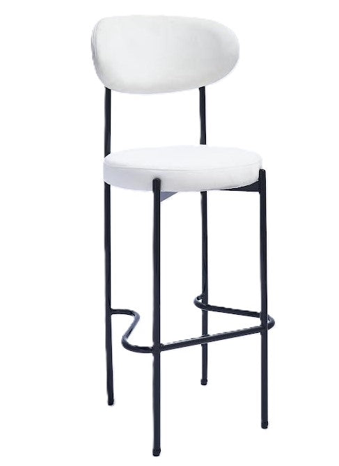 Adara Black Barstool - White/White