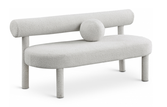Mooie White Boucle Bench