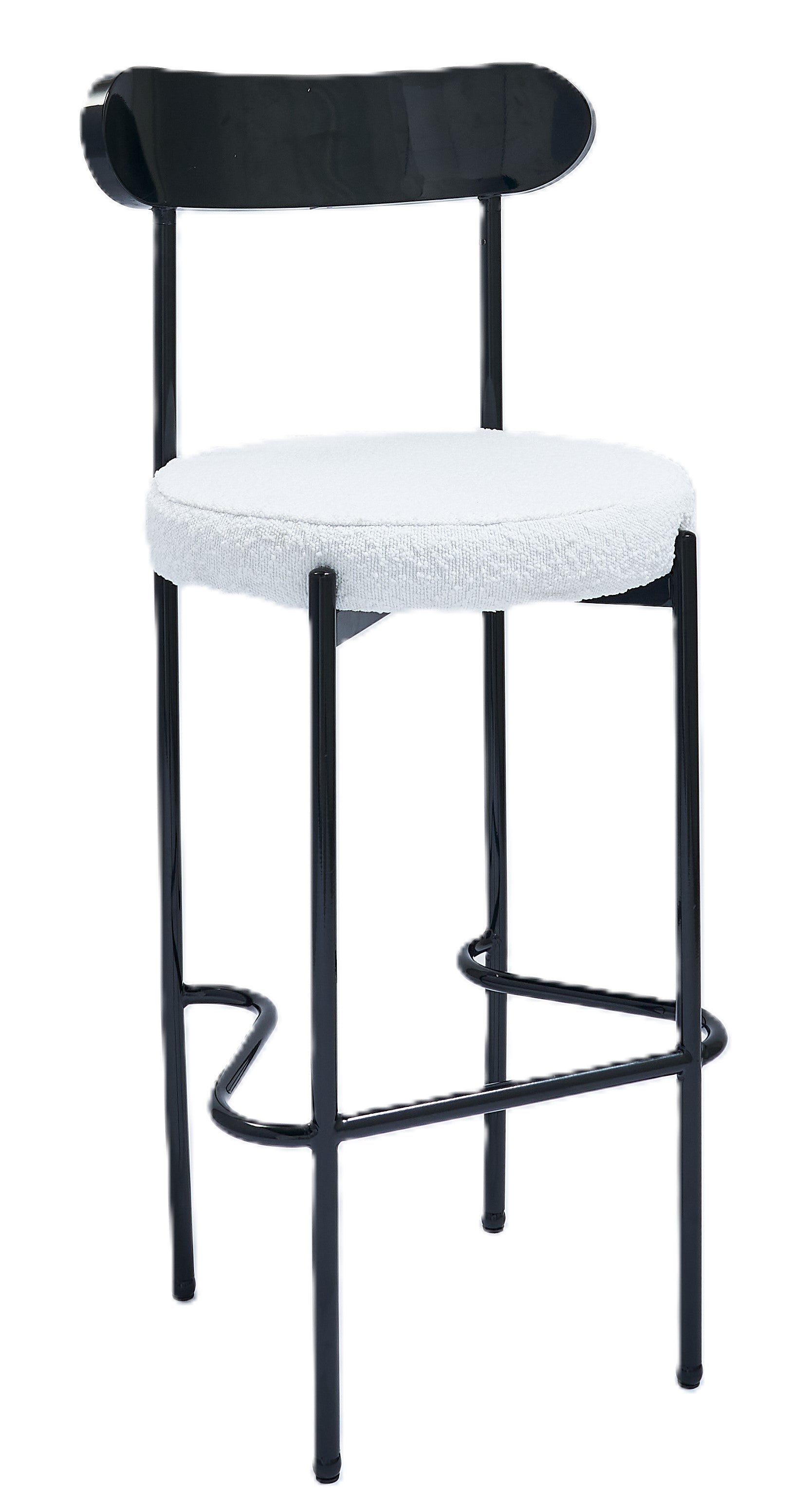 Ezra Black Barstool - White Boucle 