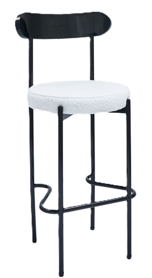 Ezra Black Barstool - White Boucle 
