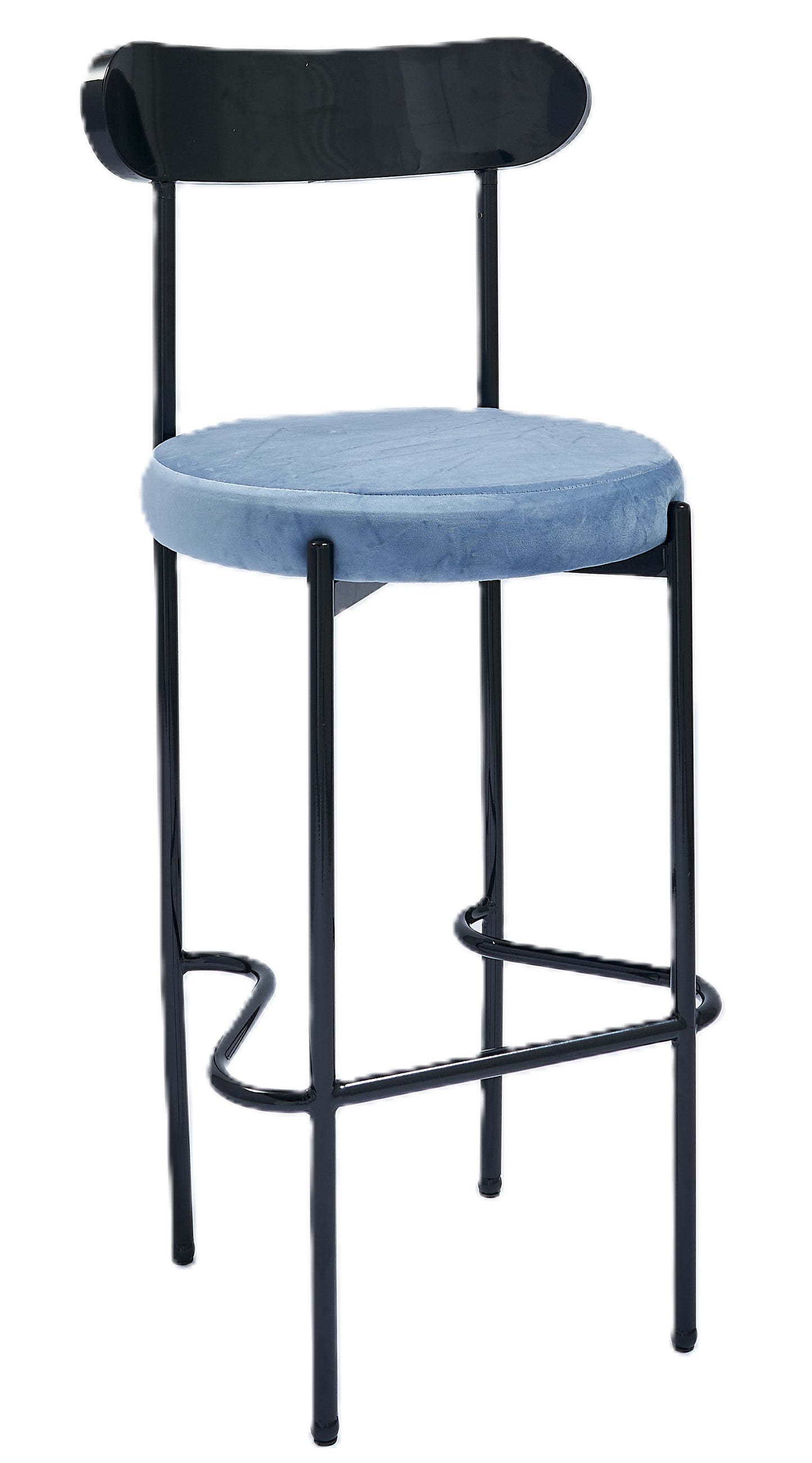 Ezra Black Barstool - Sea Blue 