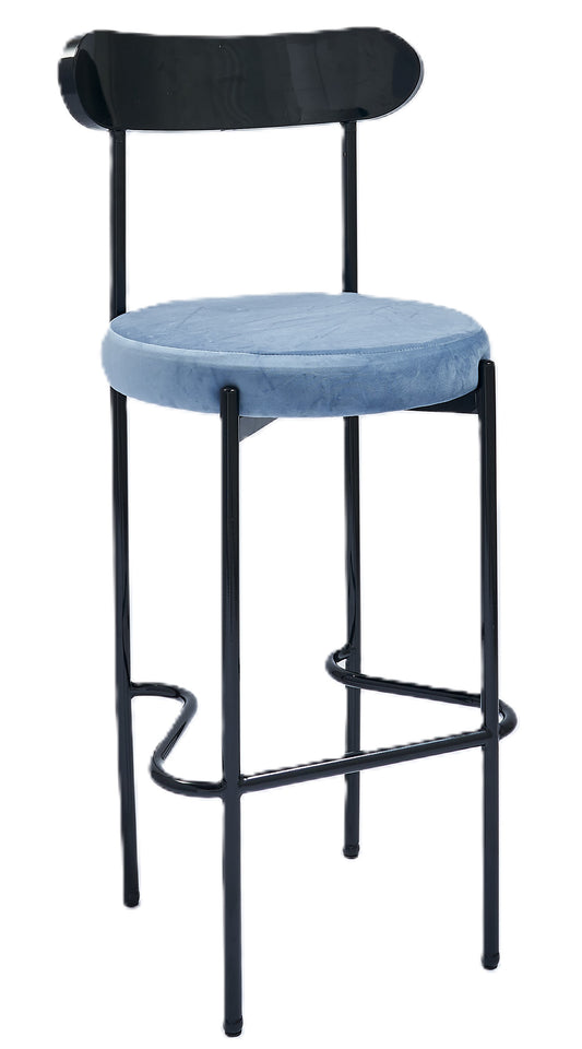 Ezra Black Barstool - Sea Blue 