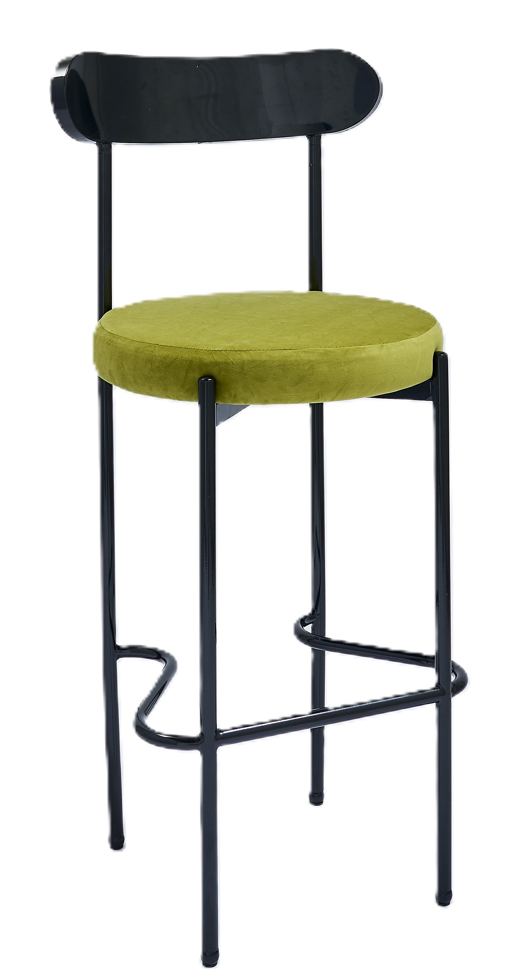 Ezra Black Barstool - Olive Green