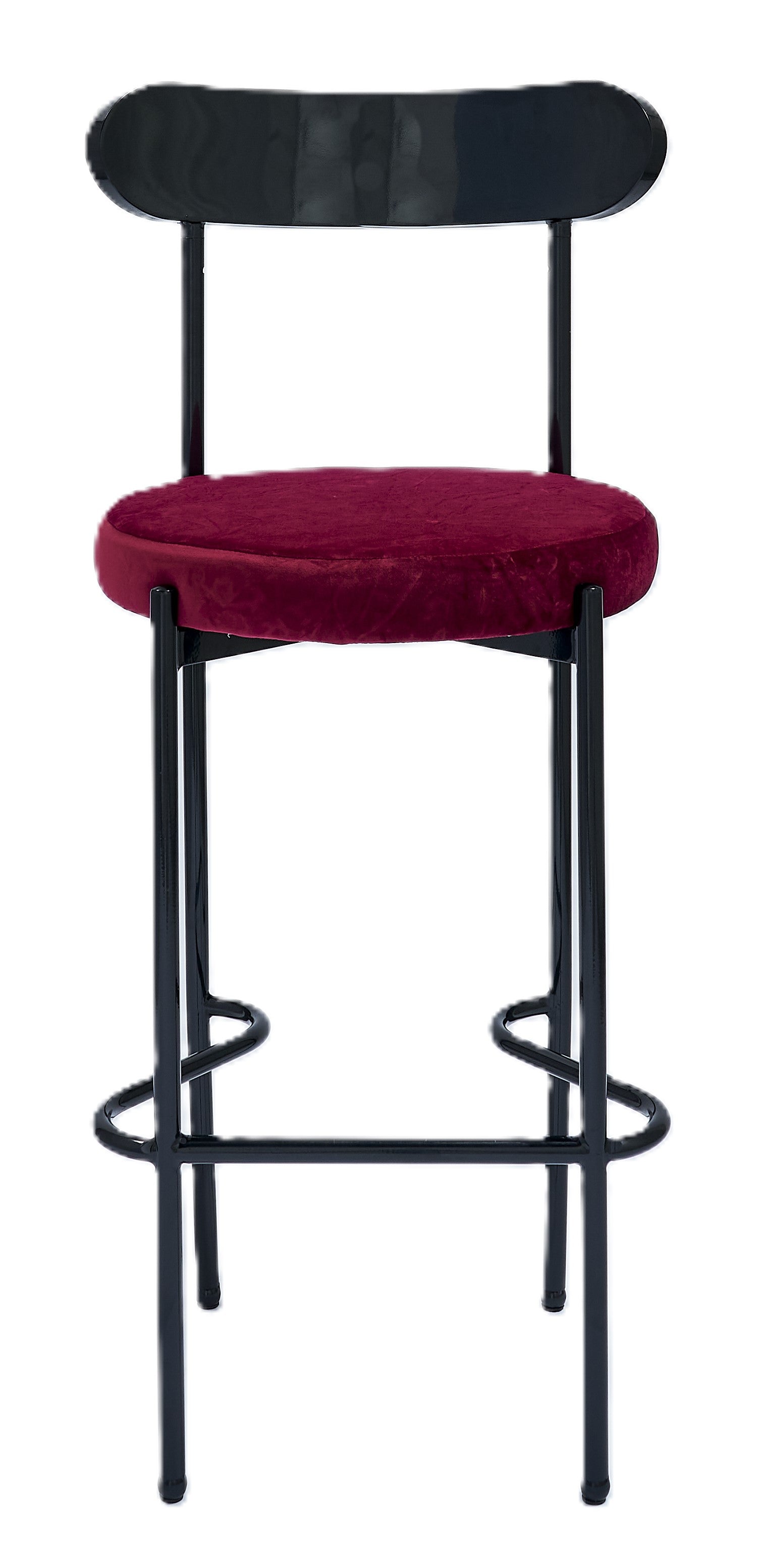 Ezra Black Barstool - Maroon 