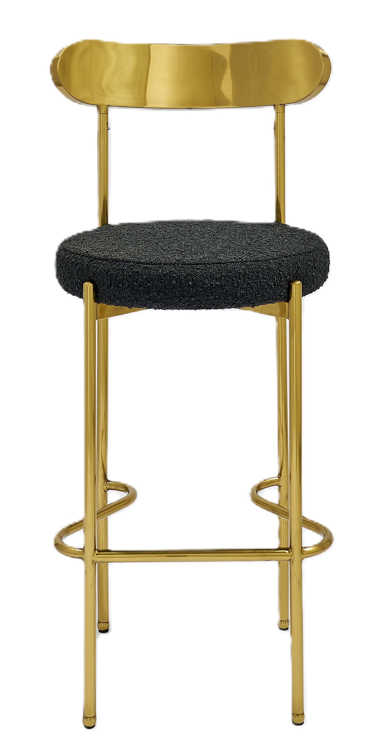 Ezra Gold Barstool - Black Boucle