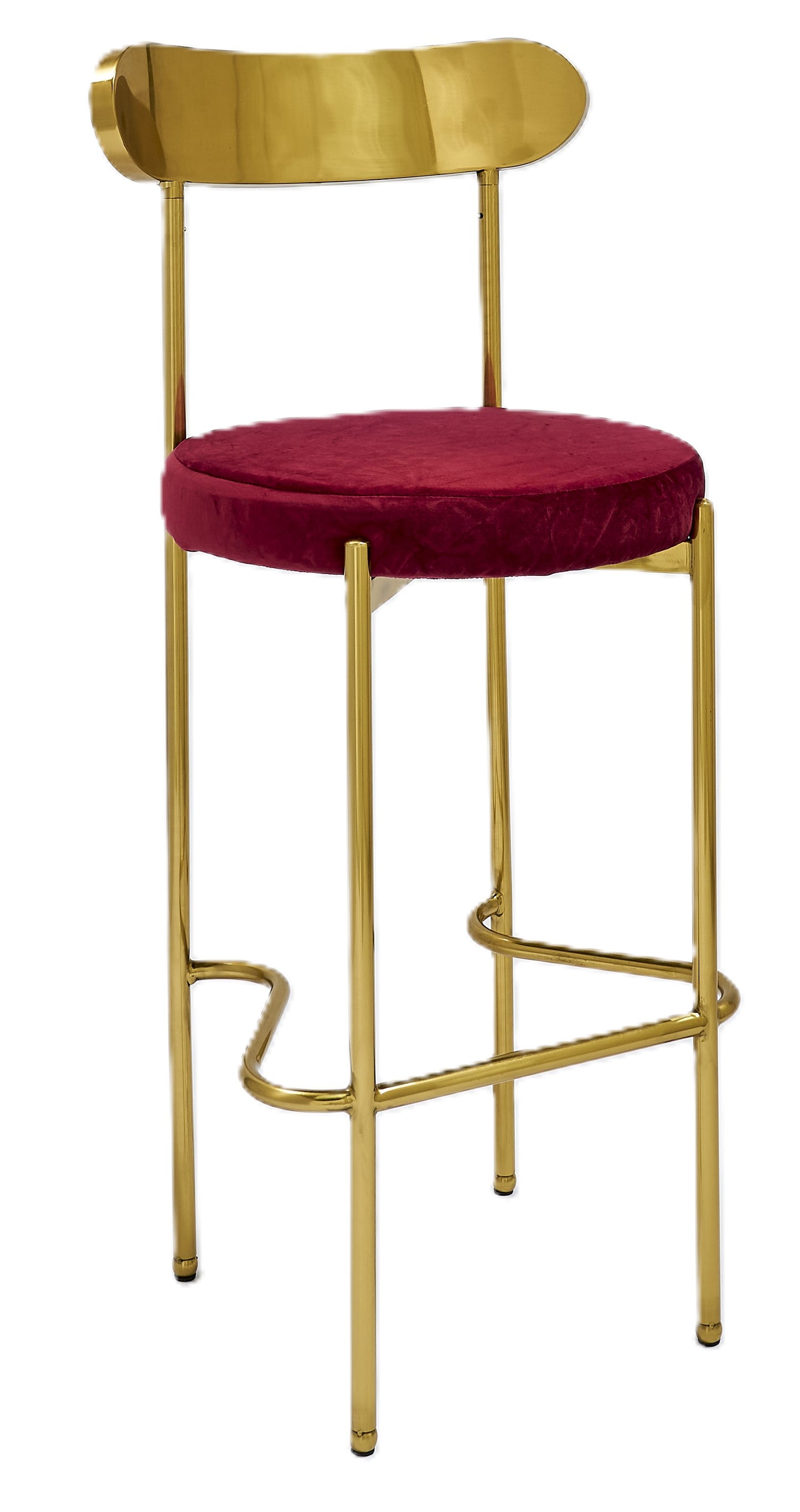 Ezra Gold Barstool - Maroon