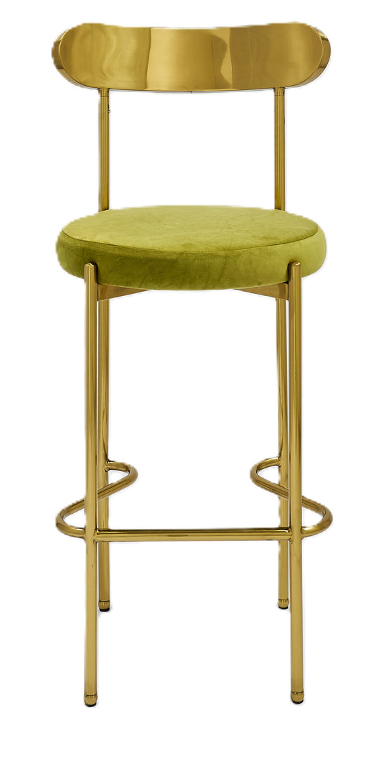 Ezra Gold Barstool - Olive Green