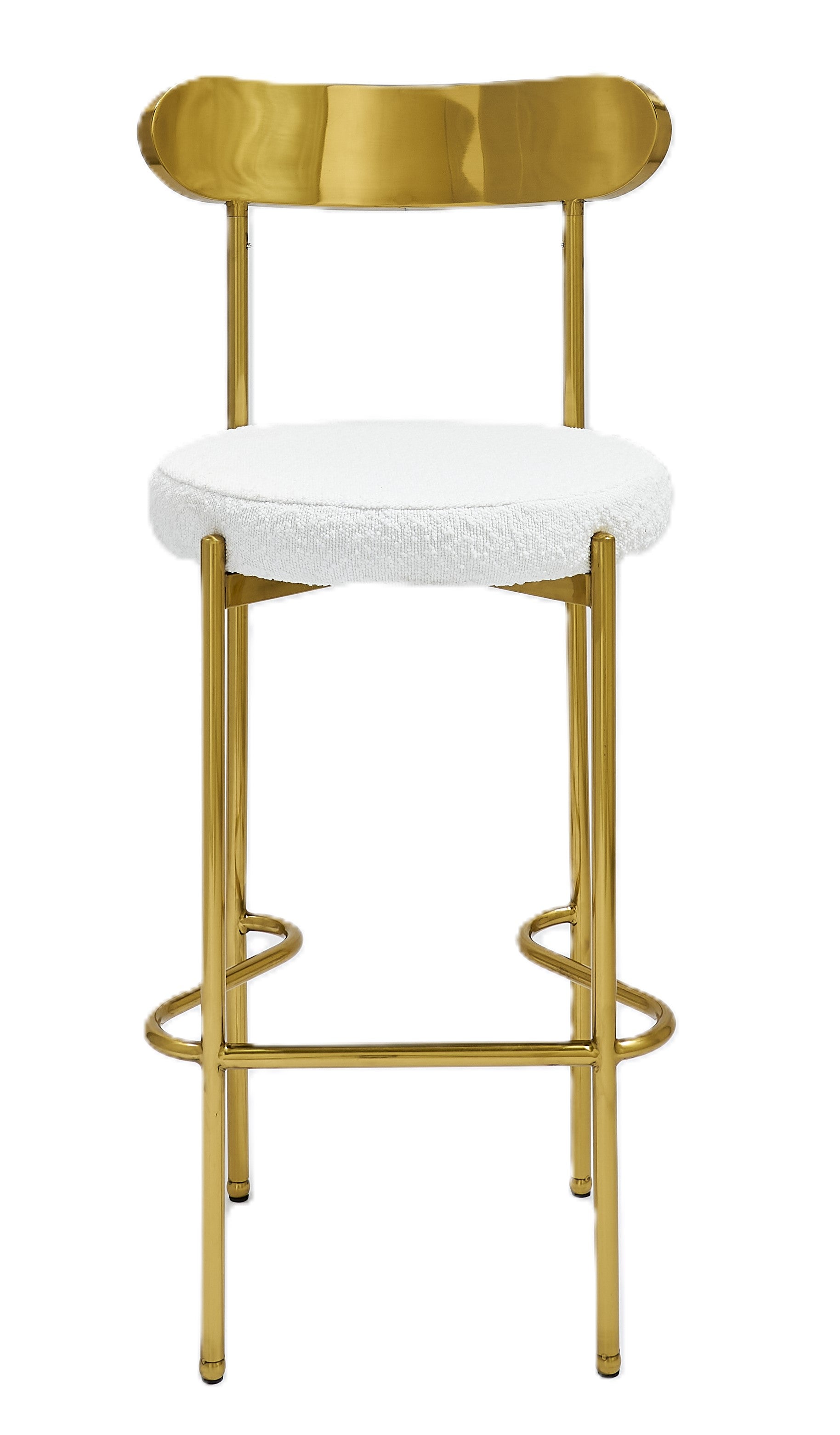 Ezra Gold Barstool - White Boucle