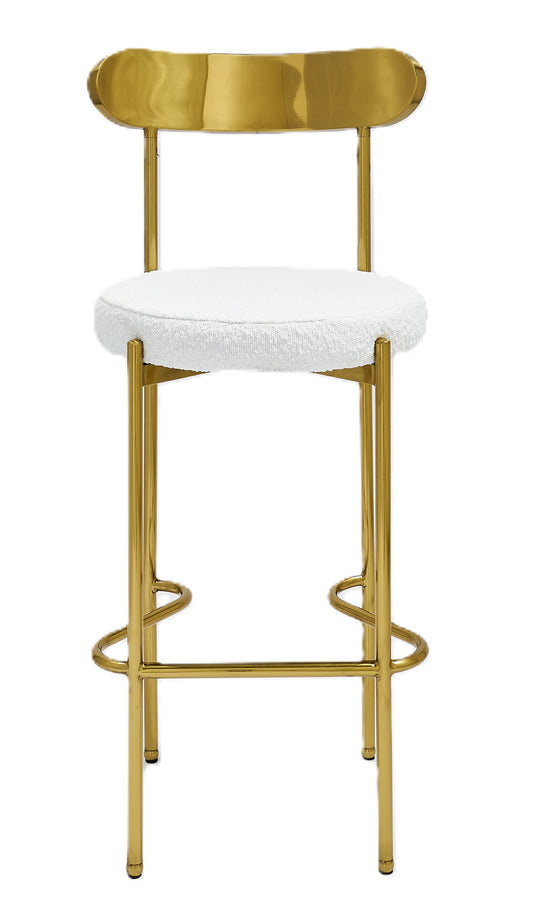 Ezra Gold Barstool - White Boucle