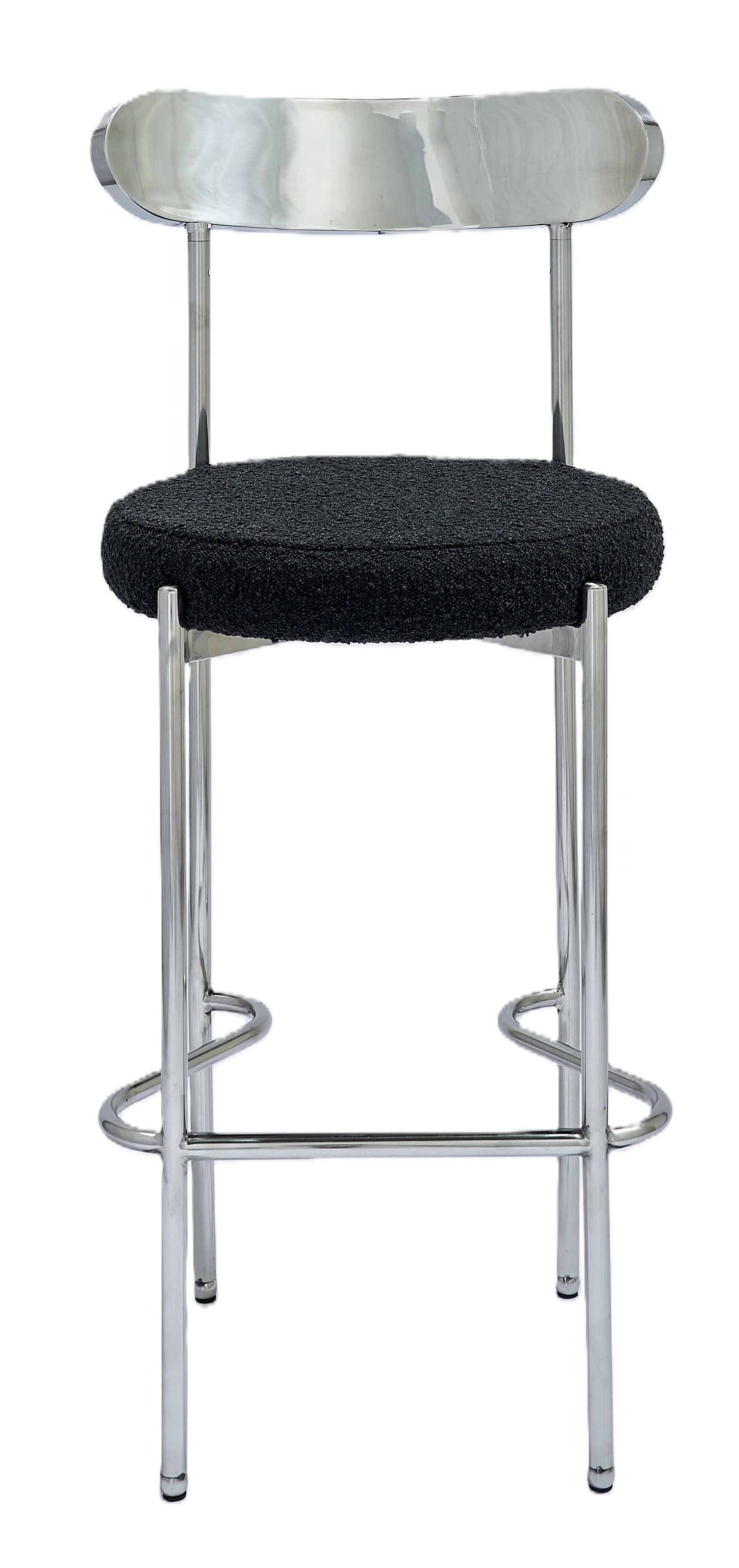 Ezra Silver Barstool - Black Boucle