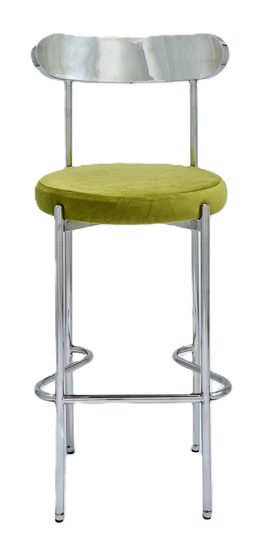 Ezra Silver Barstool - Olive Green