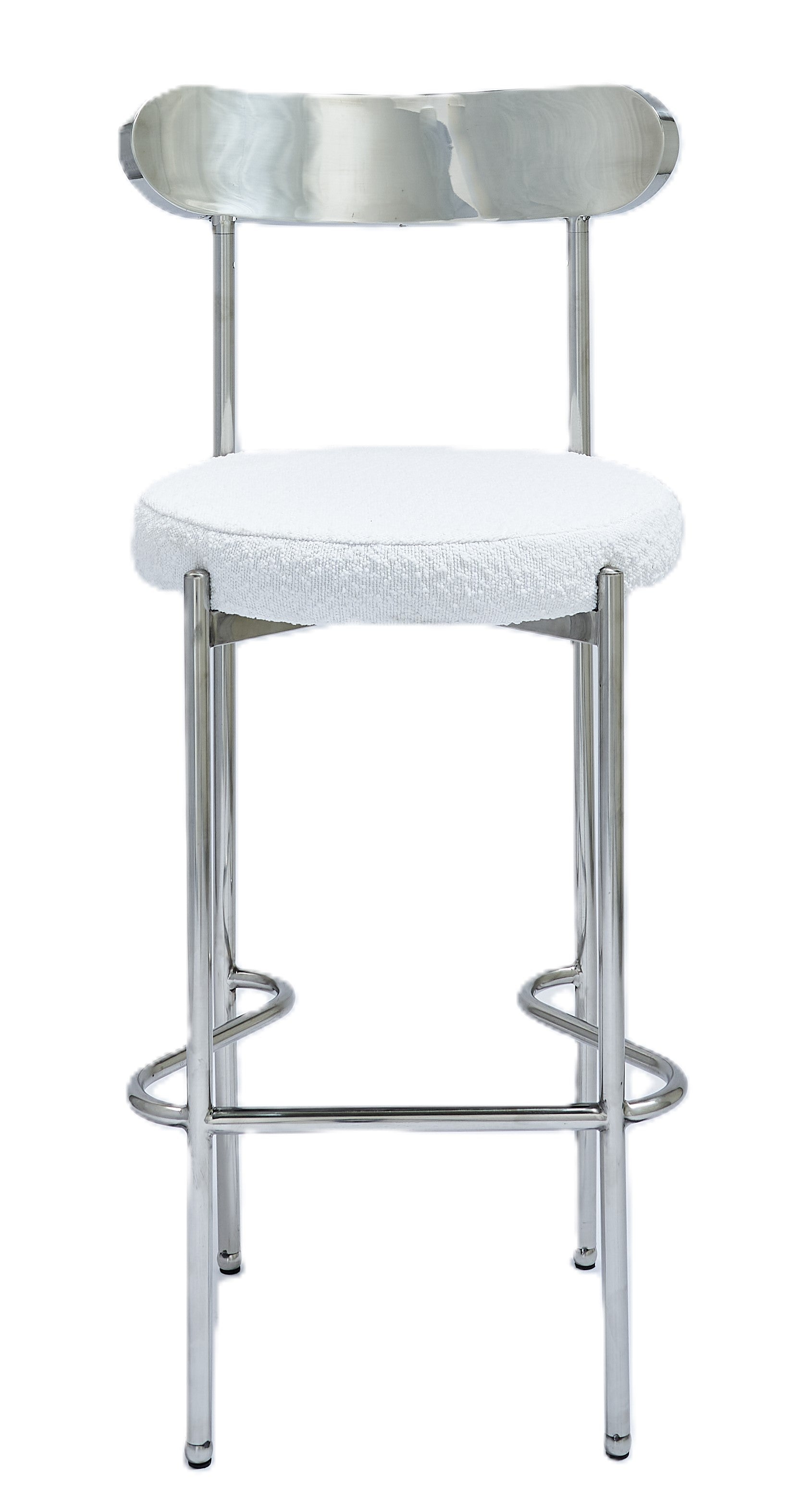 Ezra Silver Barstool - White Boucle