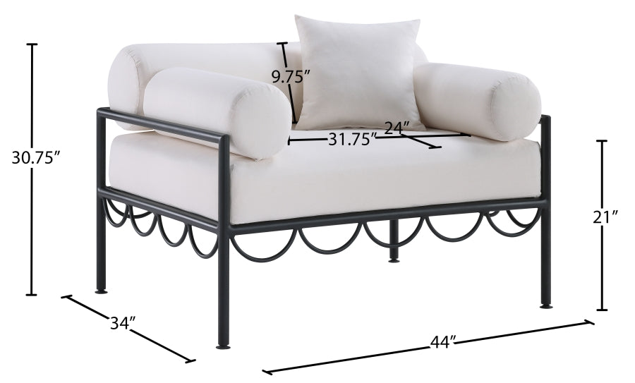 Portofino Armchair - Cream / Black