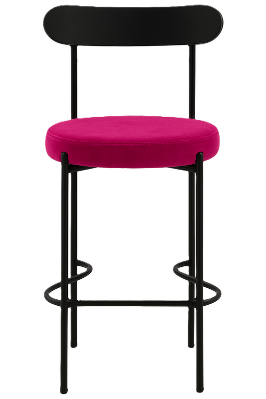 Ezra Black Barstool - Magenta