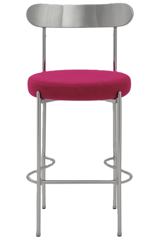 Ezra Silver Barstool - Magenta 