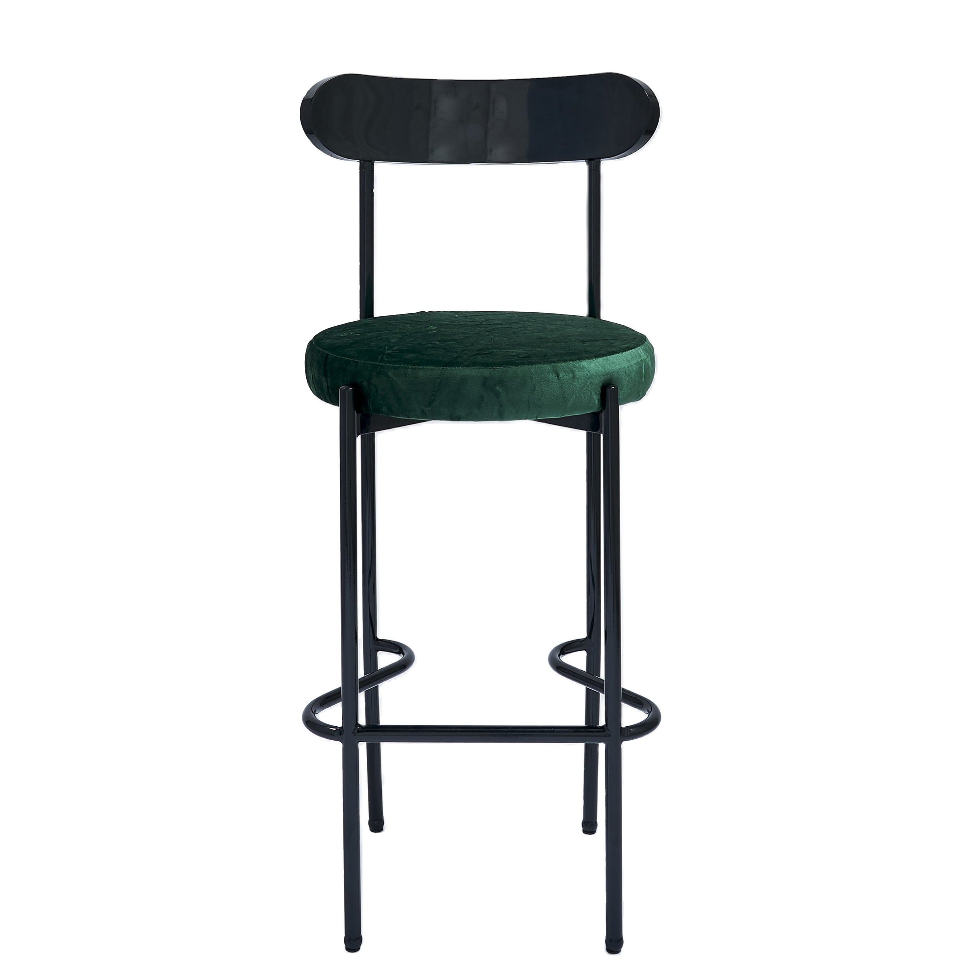 Ezra Black Barstool - Emerald Green