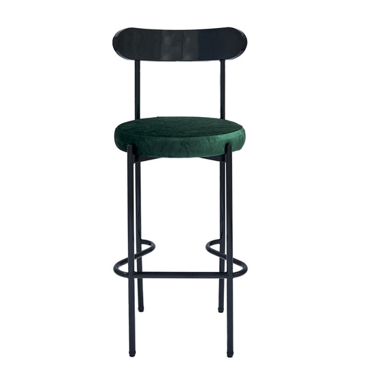 Ezra Black Barstool - Emerald Green