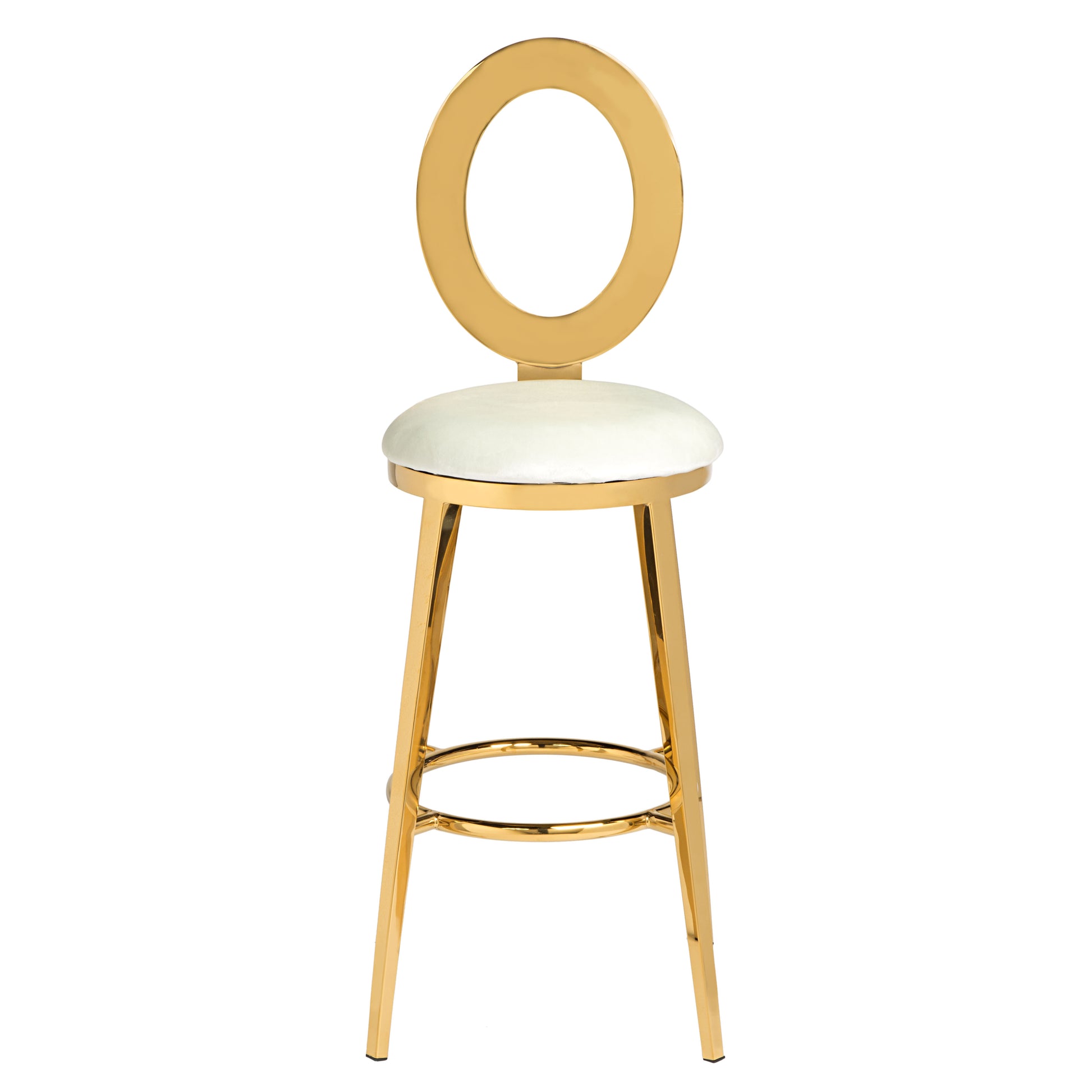 "O" Bar Stool Gold/Ivory