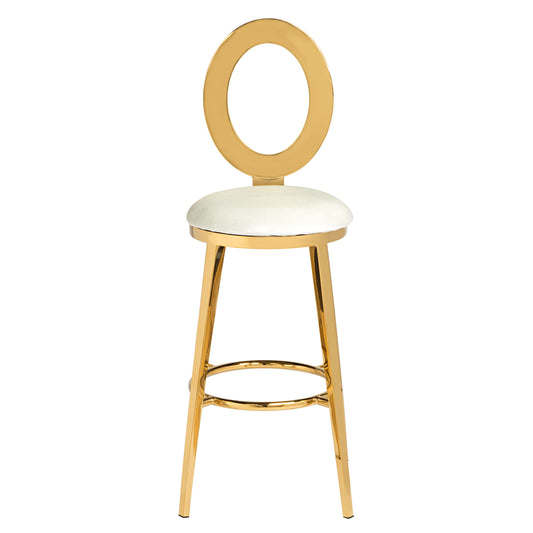 "O" Bar Stool Gold/Ivory