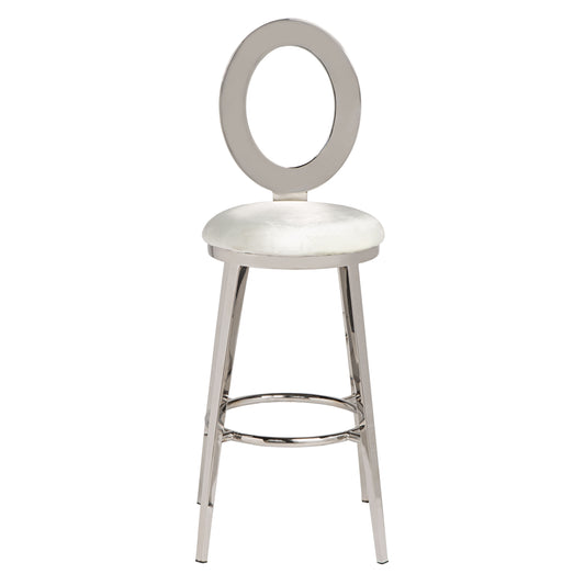 "O" Bar Stool Silver/Ivory