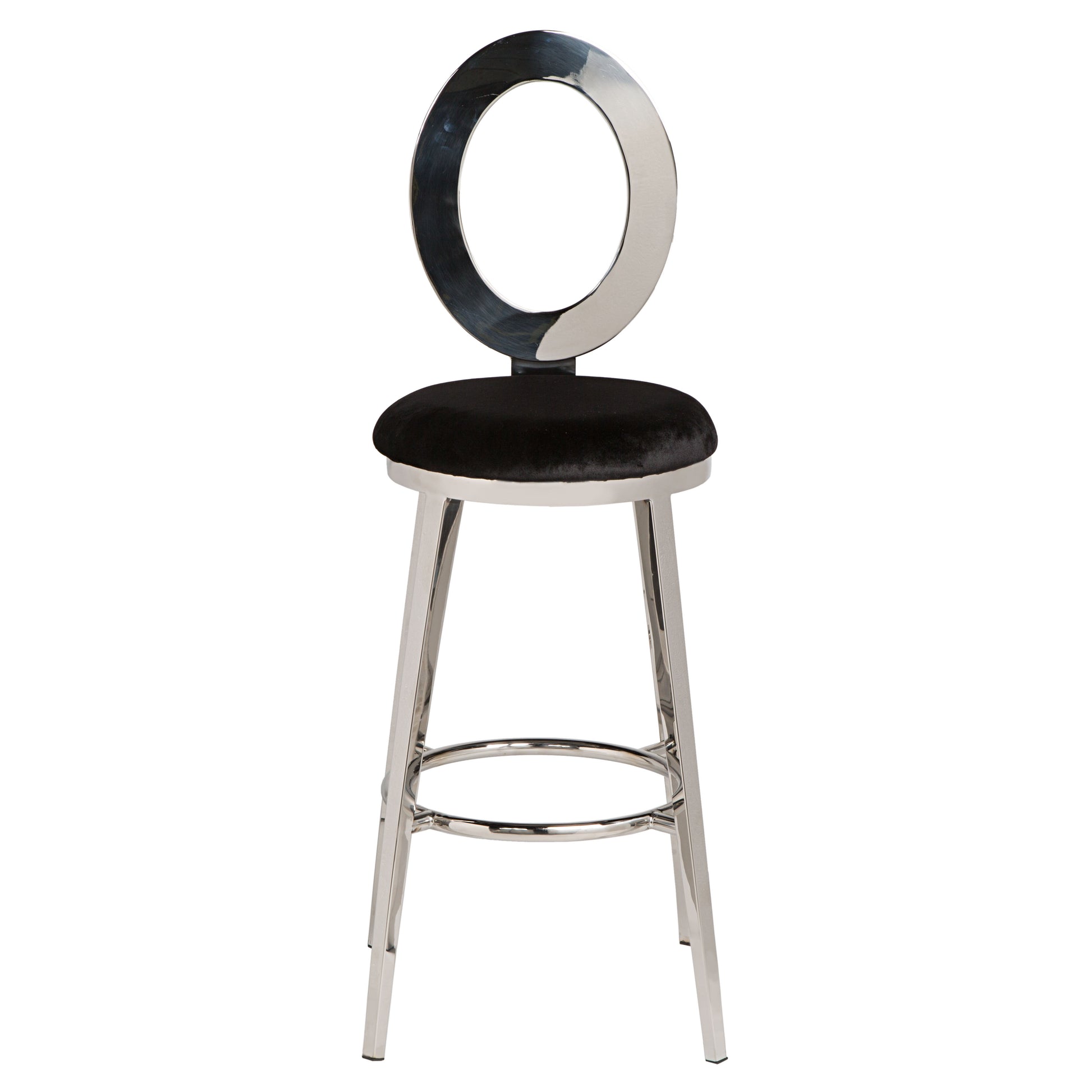 "O" Bar Stool Silver/Black