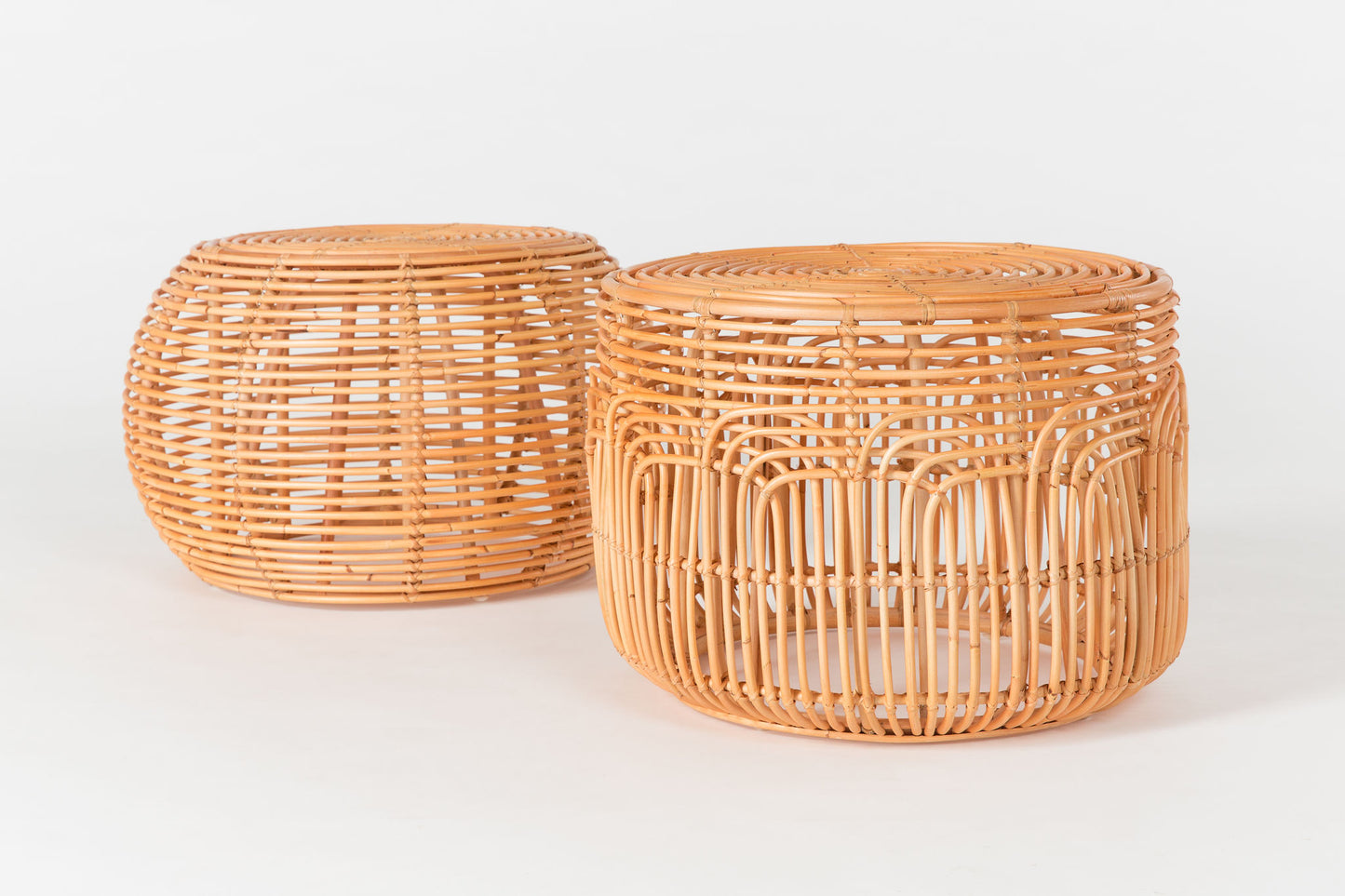 Rattan Round Ottoman/Side Table