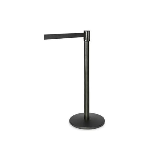 Stanchion - Black Steel with Retractable Belt