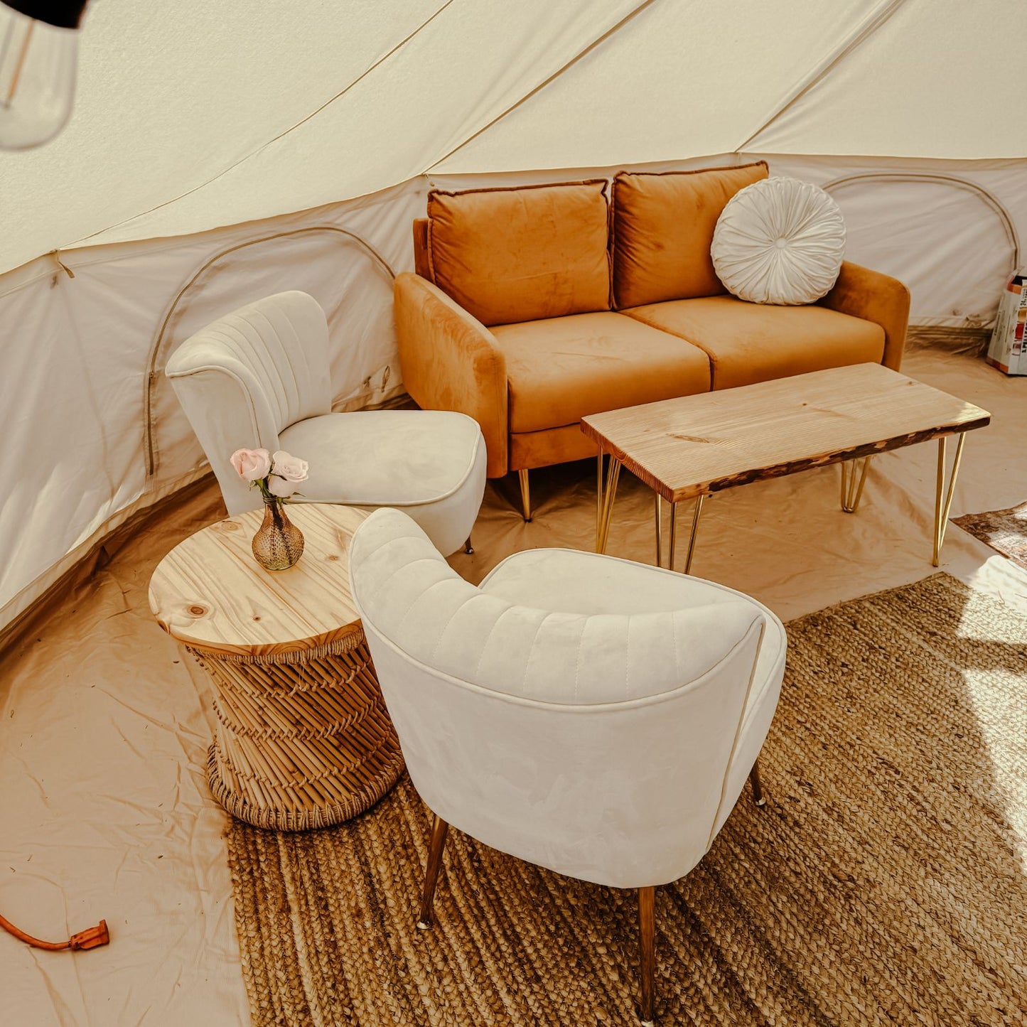Cream Ribbed Velvet Chair