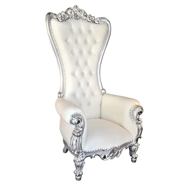 Throne Chair (White with Silver Trim)