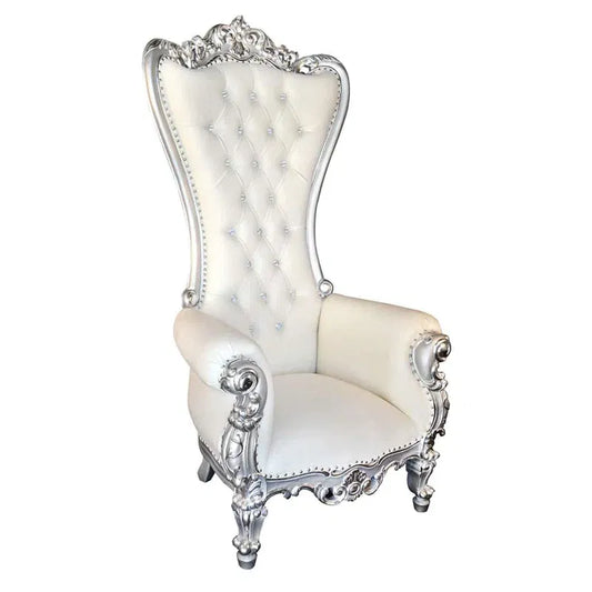 Throne Chair (White with Silver Trim)