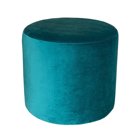 Small Round Ottoman - Teal Velvet