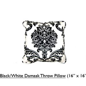 Black Damask Throw Pillow