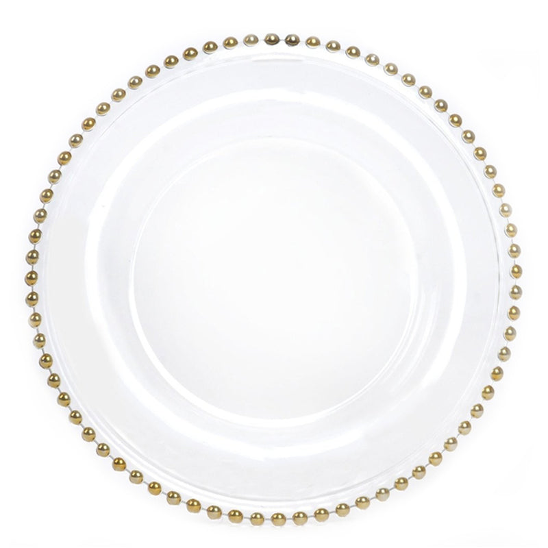 Gold Beaded Glass Charger