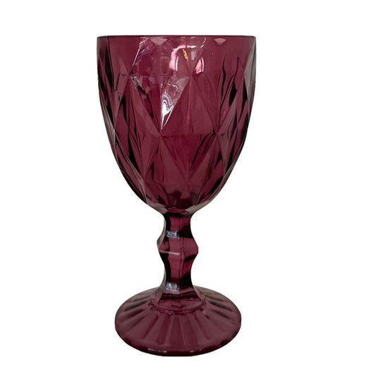 Cranberry Diamond Goblet