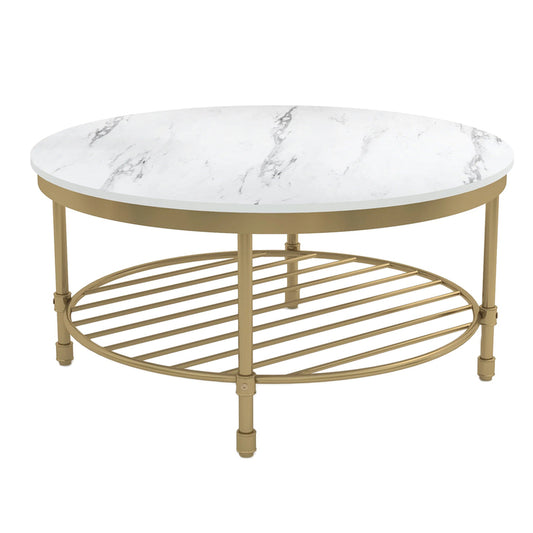 Marble Top 2-Tier Modern Coffee Table