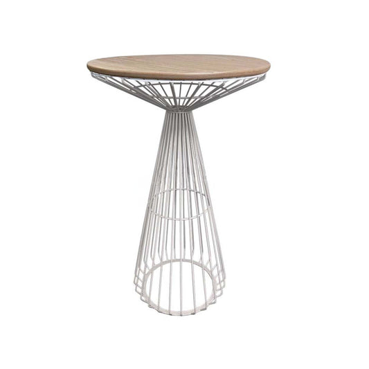 Mesh-Lambr Cocktail Table White w/Wood Top