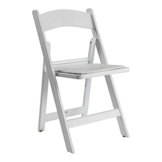 Padded White Resin Foldable Chair