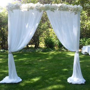 Wedding Arch with Sheer Drape