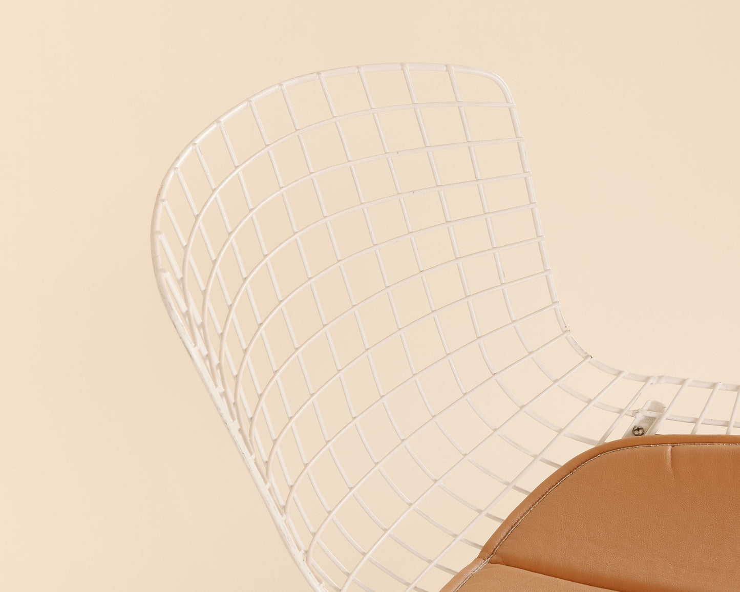Knoll Bertoia White Chair w/ Tan Cushion