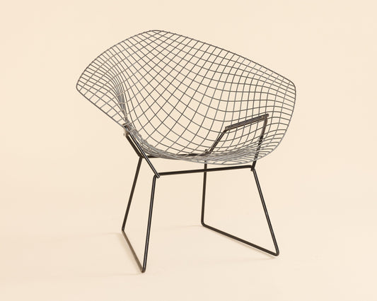 Gray on Black Knoll Bertoia Diamond Chair