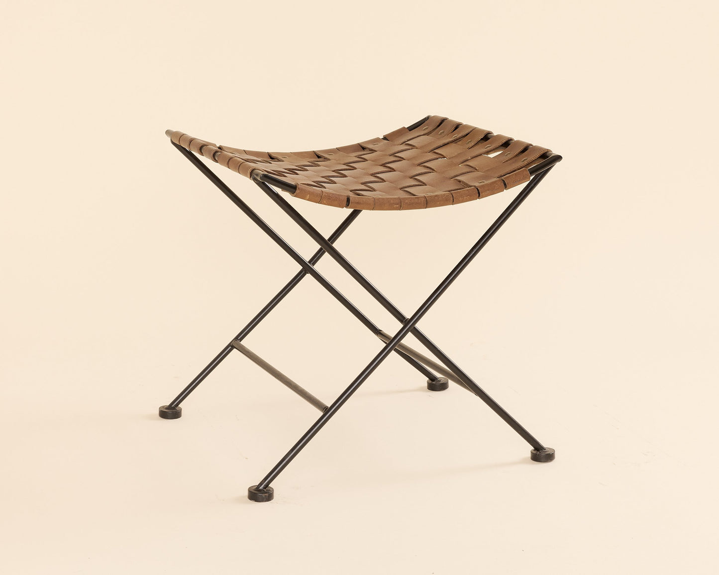 Black Woven Leather Stool