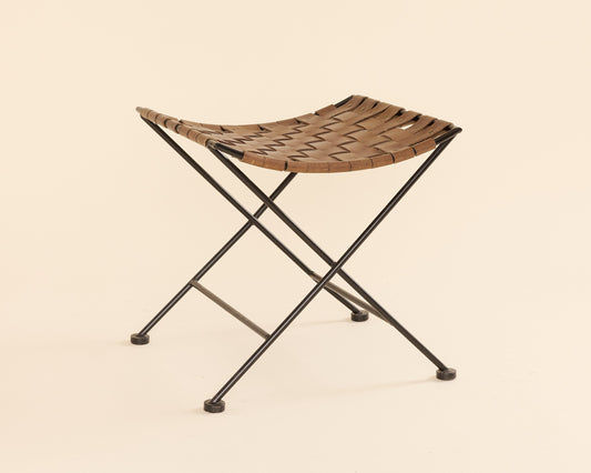 Black Woven Leather Stool