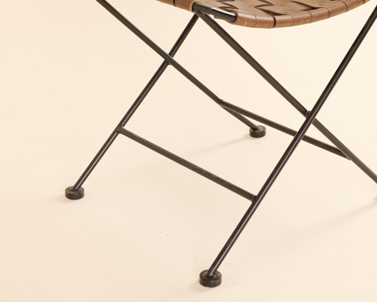 Black Woven Leather Stool