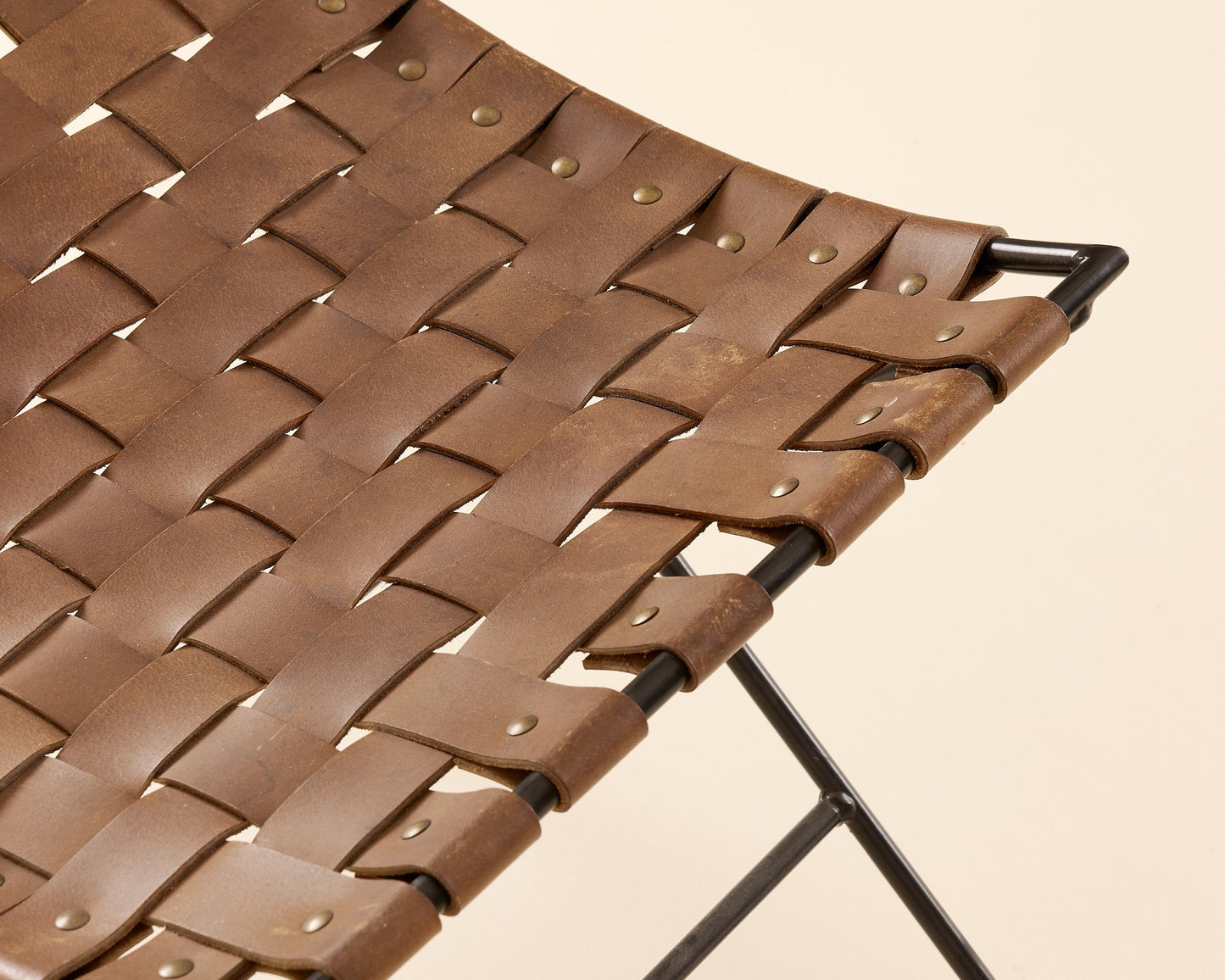 Black Woven Leather Stool