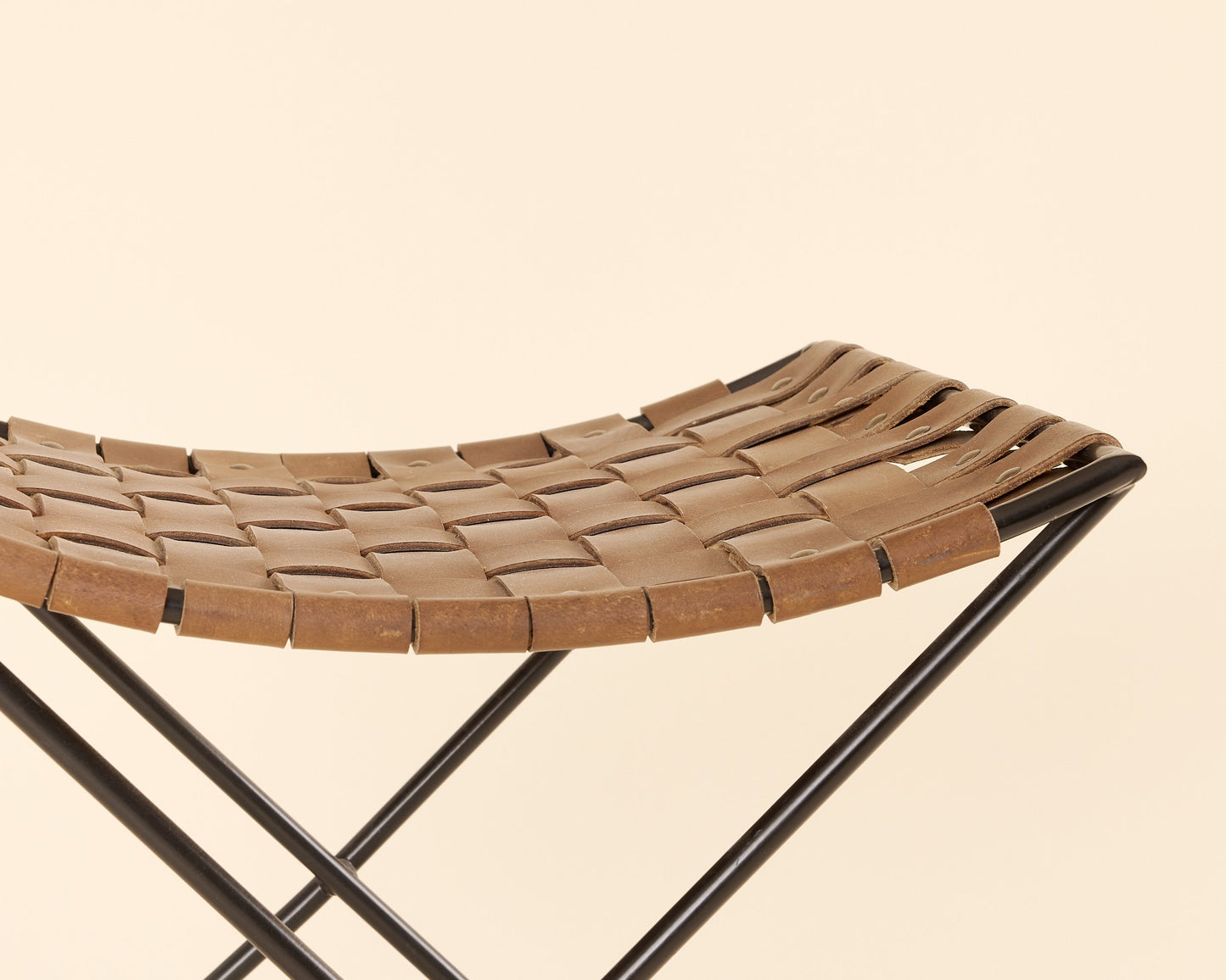 Black Woven Leather Stool